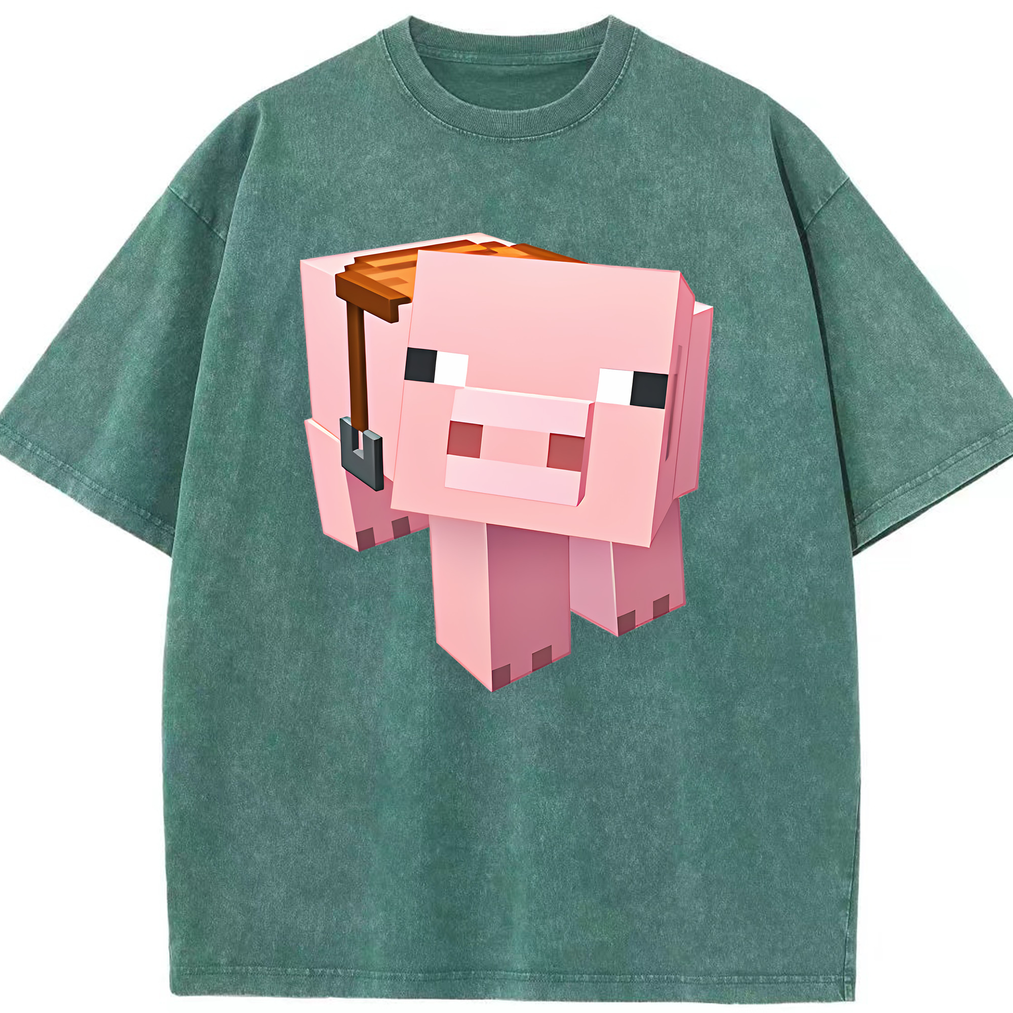 （画像用） マインクラフト ブロックの世界 Minecraft MC Block world 綿100% ヴィンテージ風 半袖Tシャツ（フロントプリント）